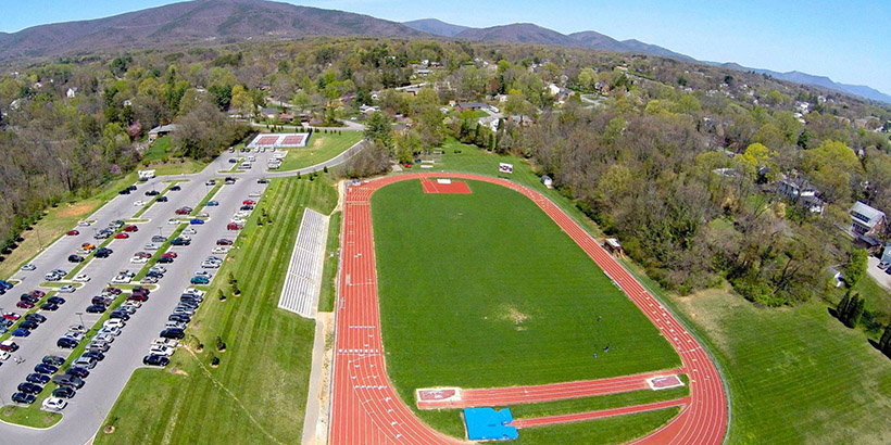 overhead shot of the alumni track and field