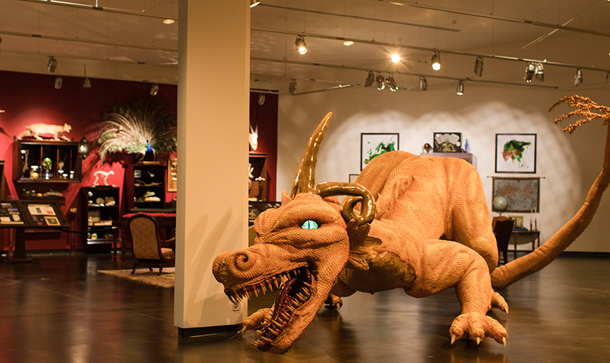 Dragon statue at an art exhibit