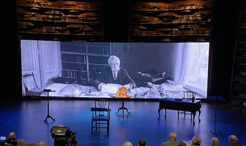 Theater stage set for performance of "Holmes"