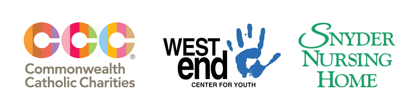 Logos of Commonwealth Catholic Charities, West End Center for Youth and Snyder Nursing Home