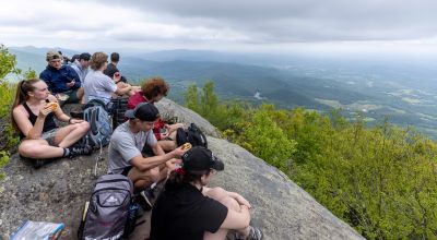 Students on rock overlook