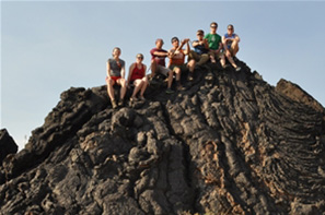 Students on big rock out west