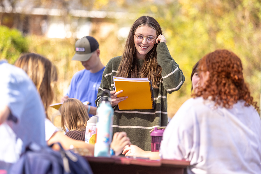 students in class outside