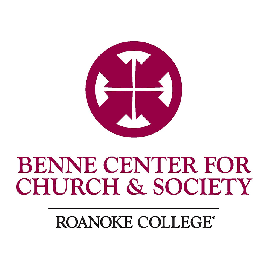 Maroon-colored insignia over the words: Benne Center for Church & Society, Roanoke College