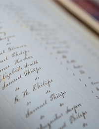 Closeup photo of pages of historical record book