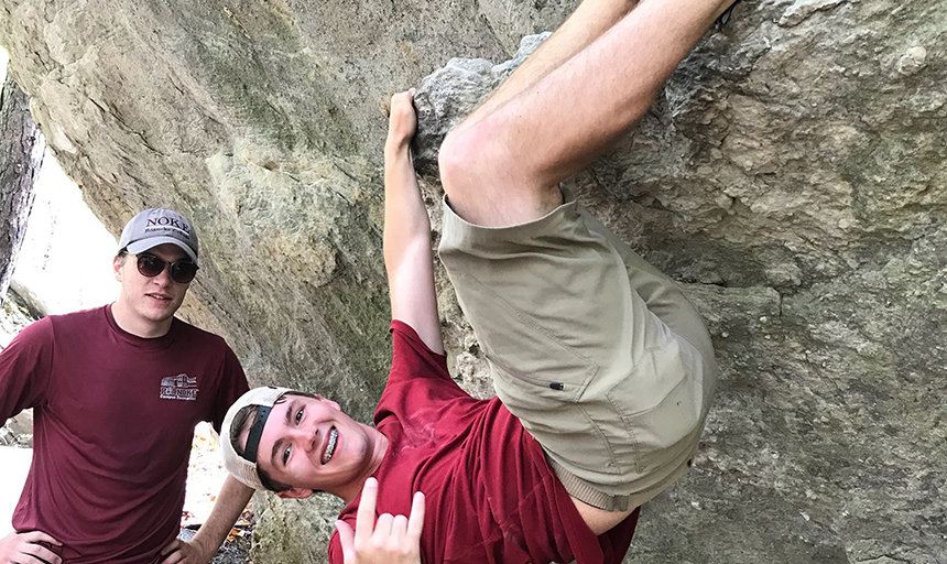 Student climbing