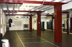 Group fitness studio in alumni gym