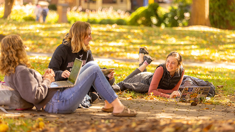 students on the quad