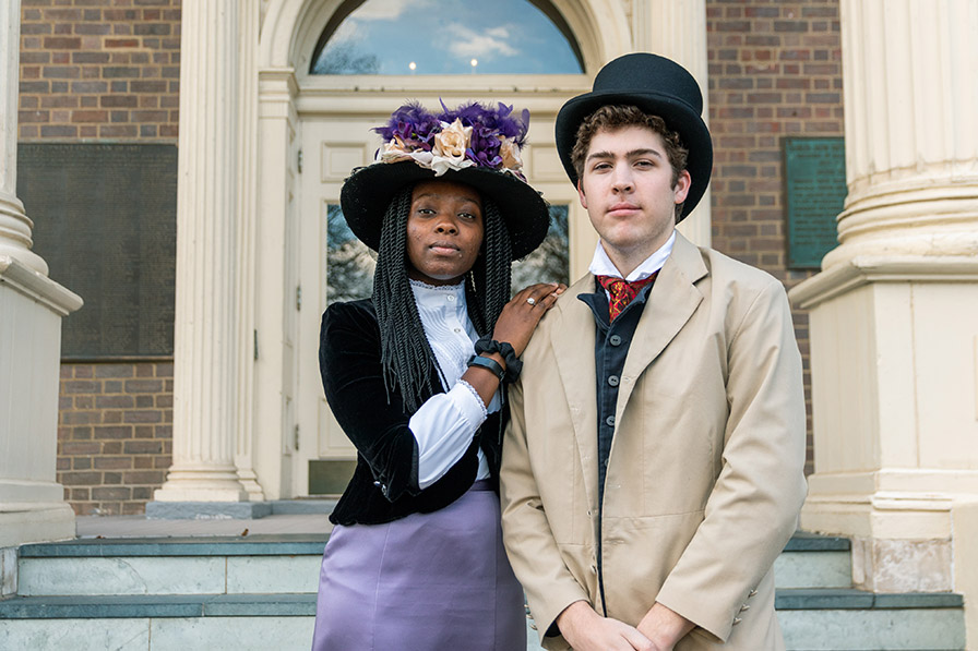 students in period costumes