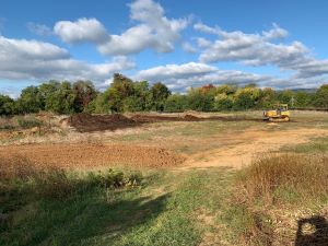 a bulldozer moving dirt