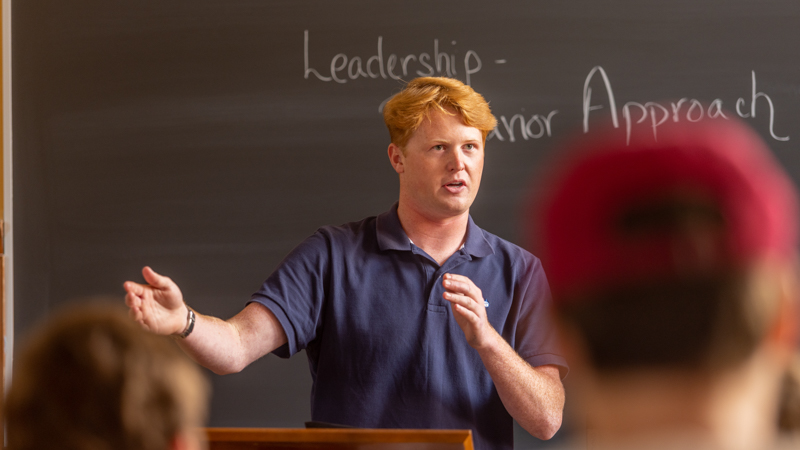 student presenting in class