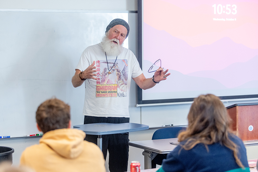 Doc Ray Fowler in class teaching about cannabis