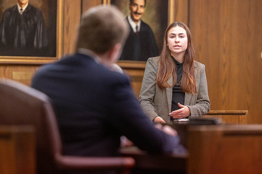 Students participate in a mock trial