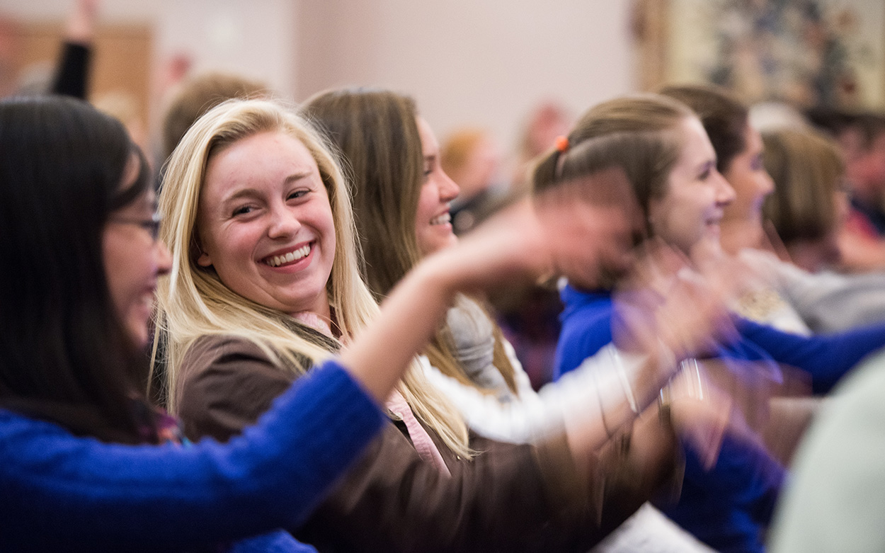 Audience members laugh and applaud during Calculus The Musical