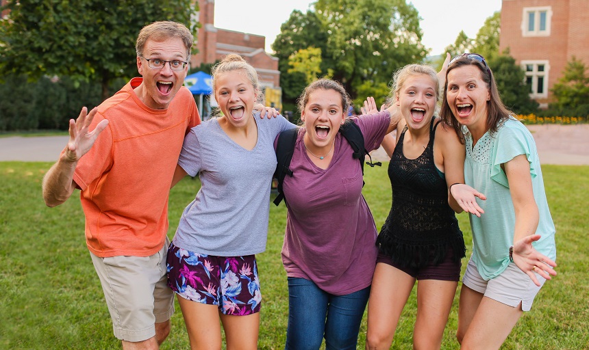 Family on Back Quad during Family Weekend