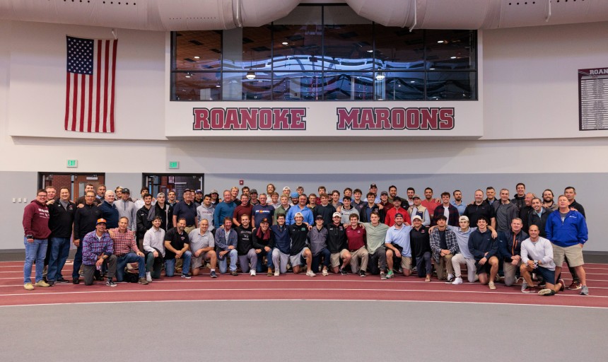 An image of men's lacrosse alumni and current players from an event in 2022