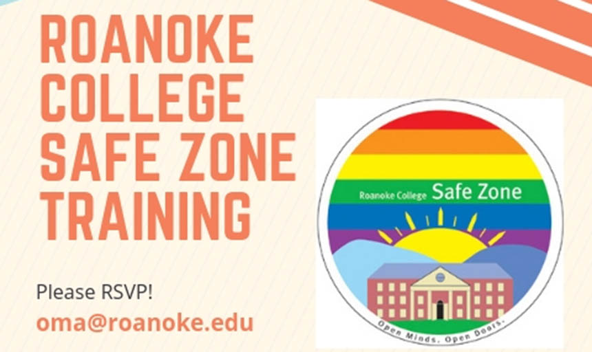 A poster advertising Roanoke College safe zone training