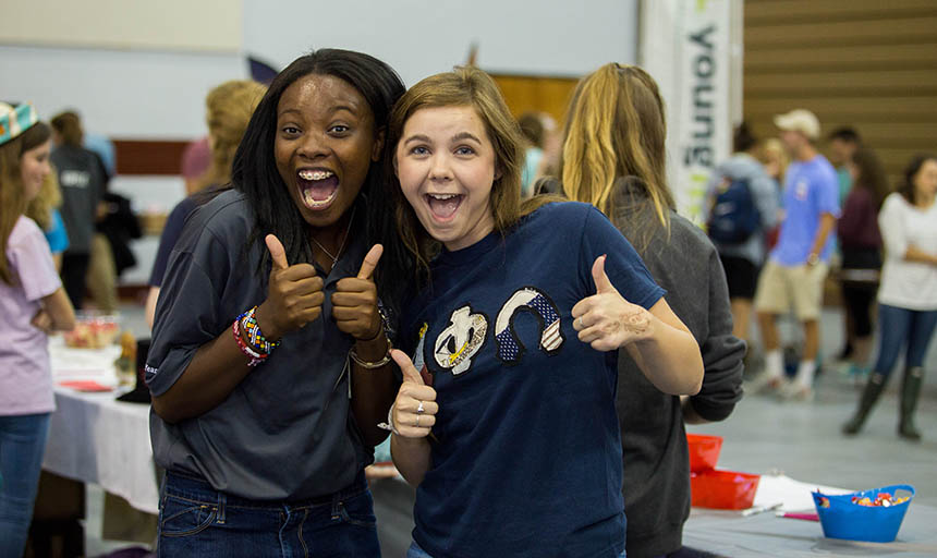 Two APO students at the activities fair