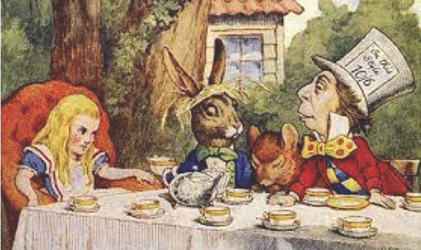 A drawing from the book "Alice in Wonderland"