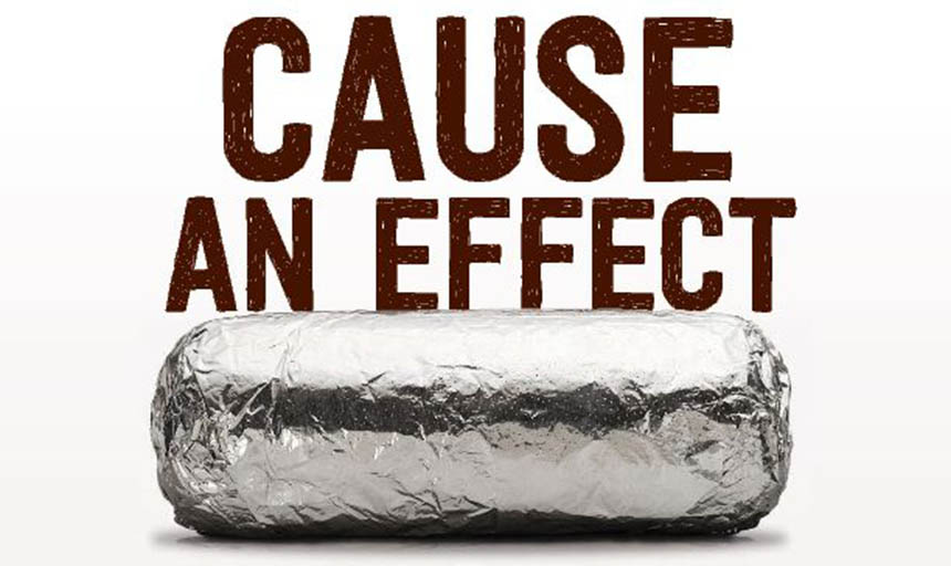 a burrito with text reading "cause an effect" above it