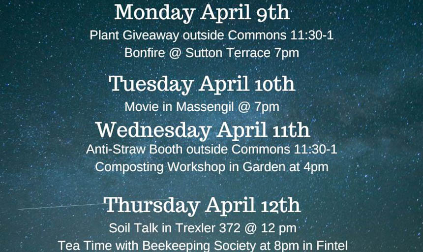 poster for events during earth week