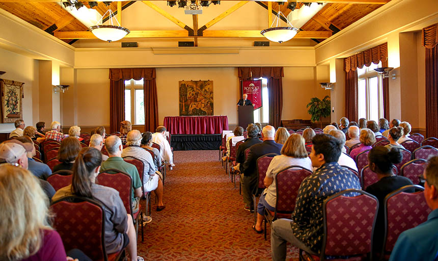 Students sitting in the Wortmann Ballroom