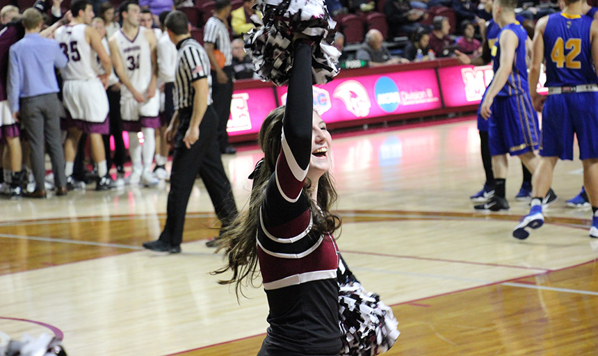 Cheerleader at basketball game