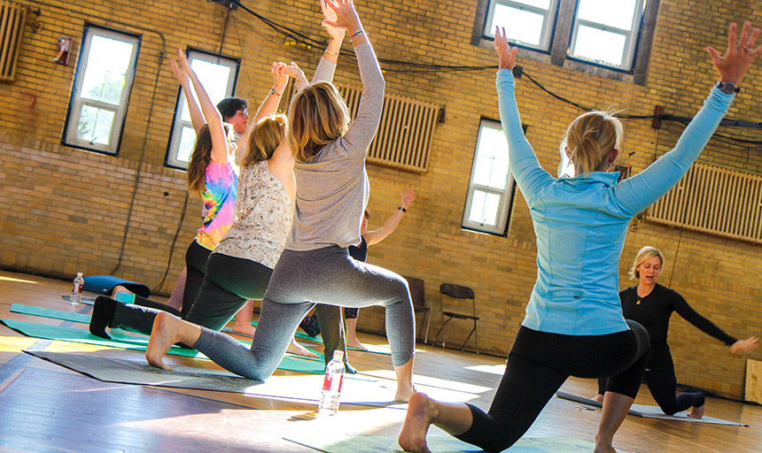 yoga in alumni gym