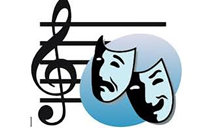 music notes and drama masks 