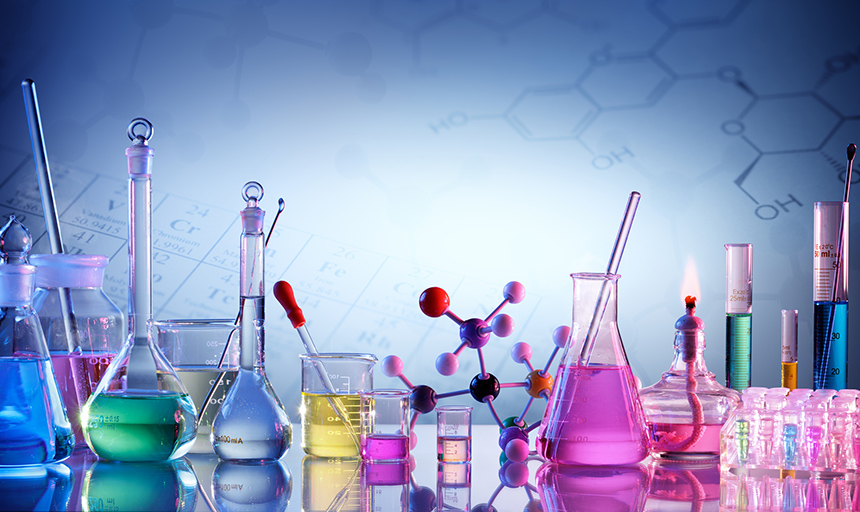 colorful chemistry equipment