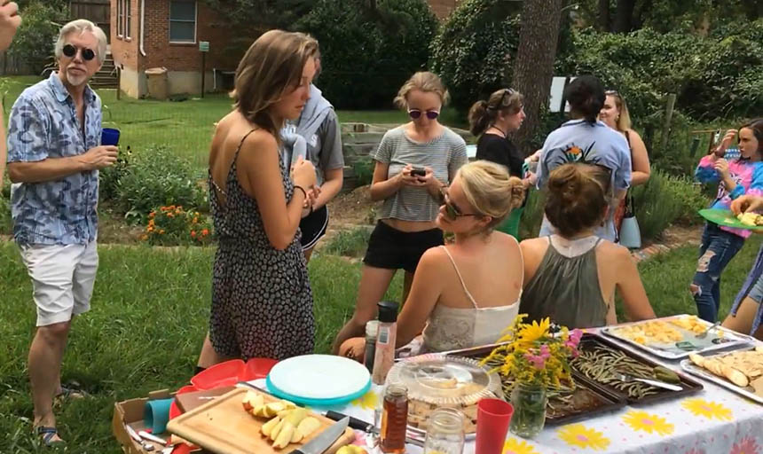 students and faculty at the picnic