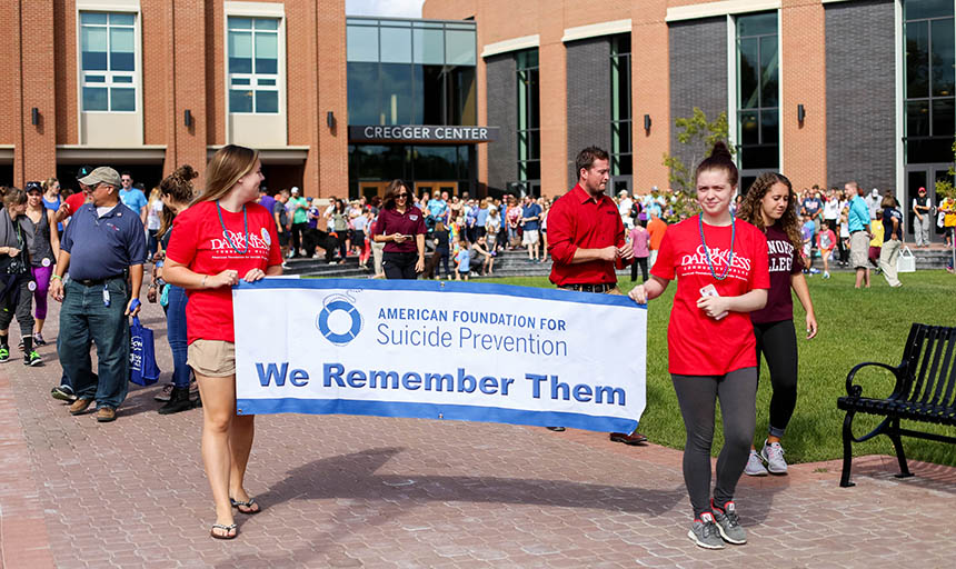 Students participating in the walk for suicide prevention