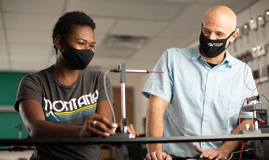 Student and professor working in the lab