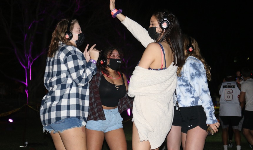 Students at Silent Disco