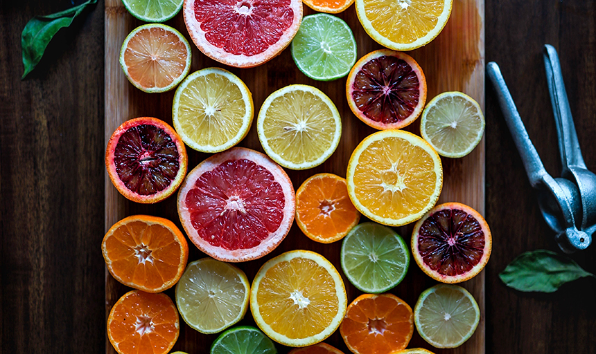 a bunch of citrus fruits