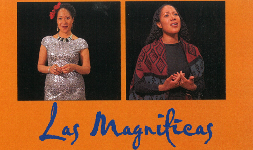 Text along the bottom reads "Las Magnificas." Against an orange background, there are two pictures of woman performing on stage.