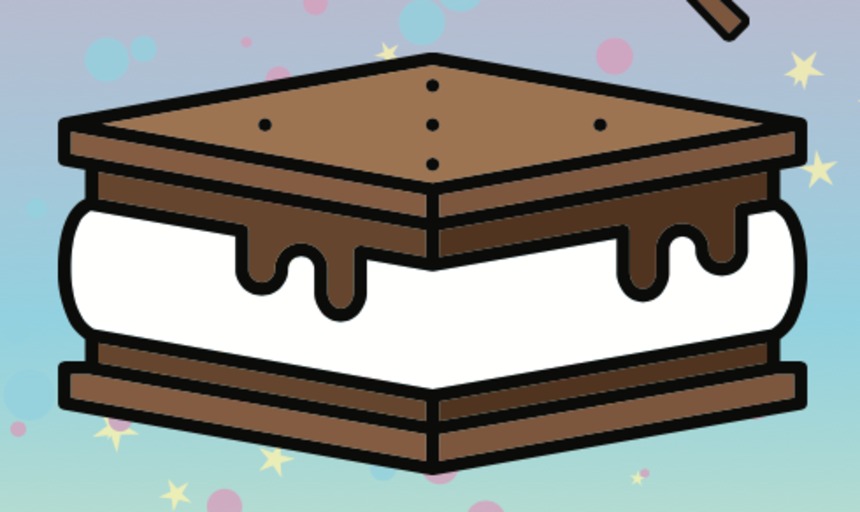 a cartoon drawing of a s'more