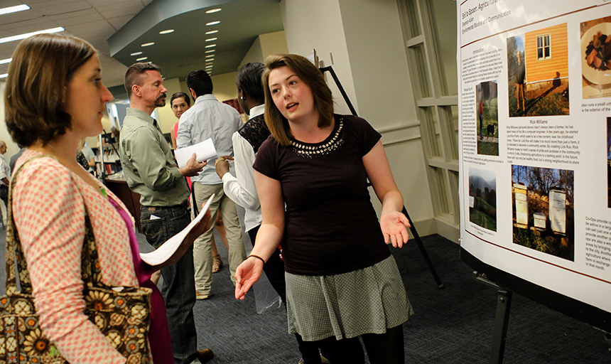 Students at a poster session 