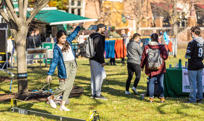 outdoor activities on the back quad