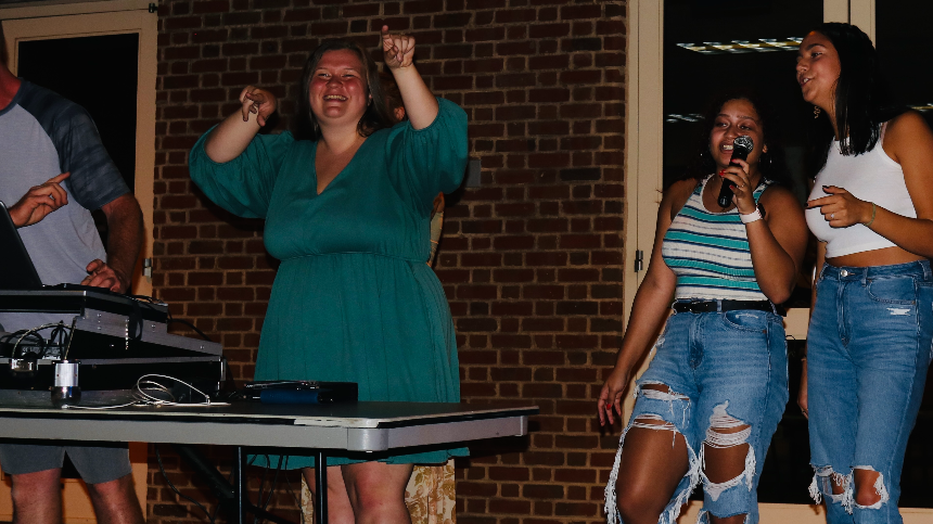 Students singing Karaoke