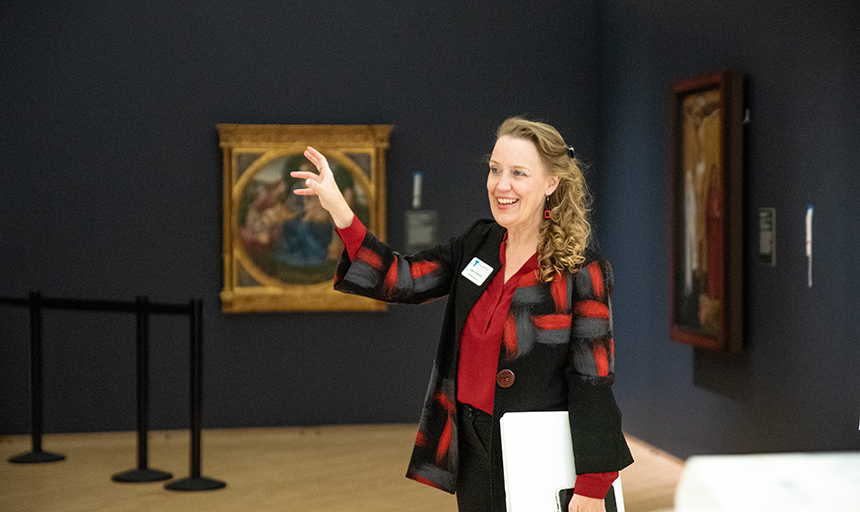 woman standing in Monet exhibition