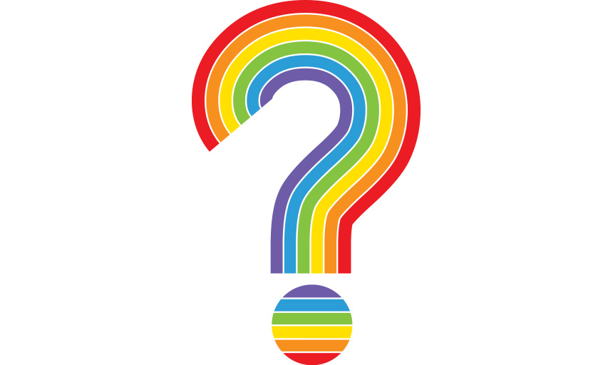 logo of rainbow colored question mark