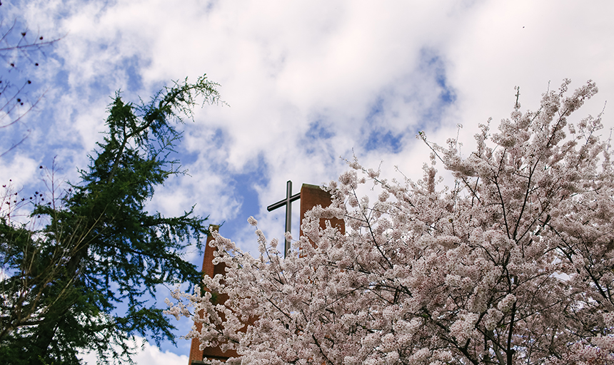 Anrtim Chapel in spring 