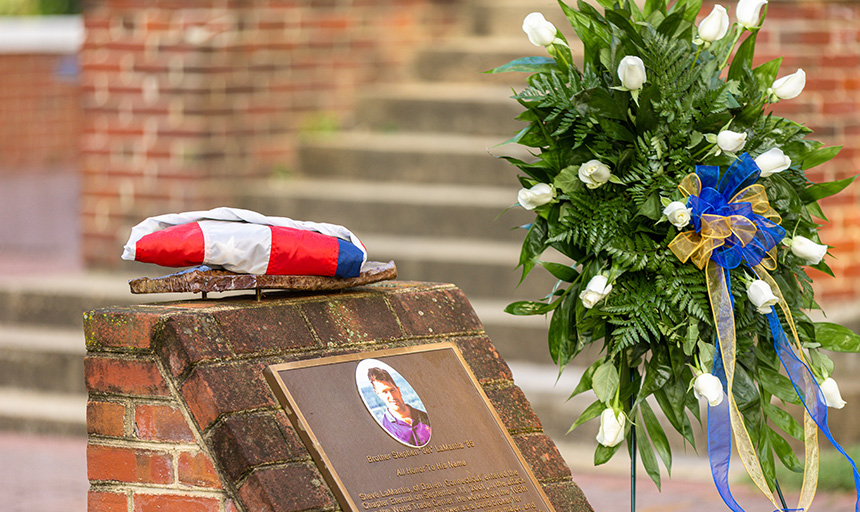 The campus memorial to Steven “Jet” LaMantia '85