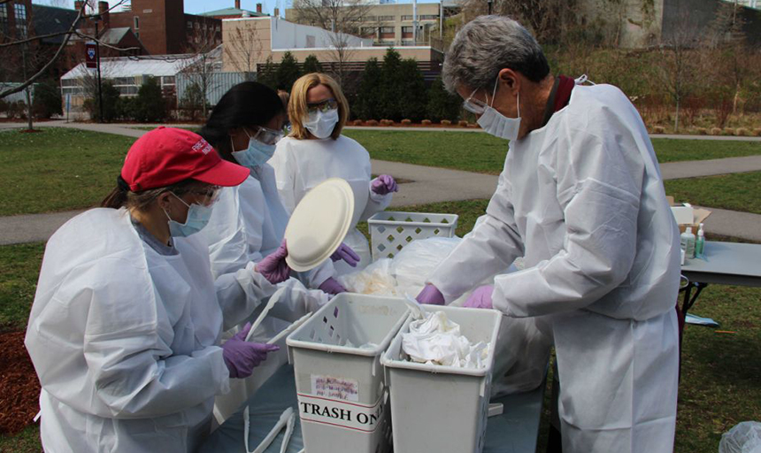 Faculty sorting waste