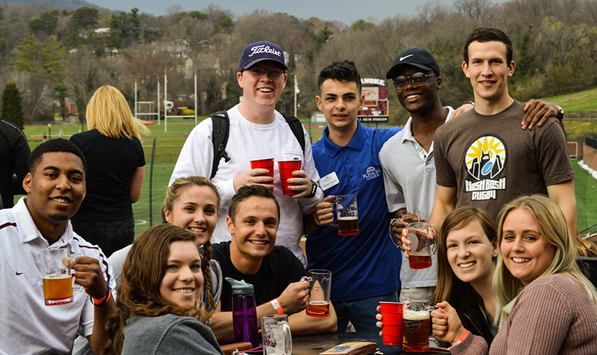 students at a beer tasting 