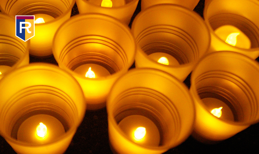 multiple candles viewed from above