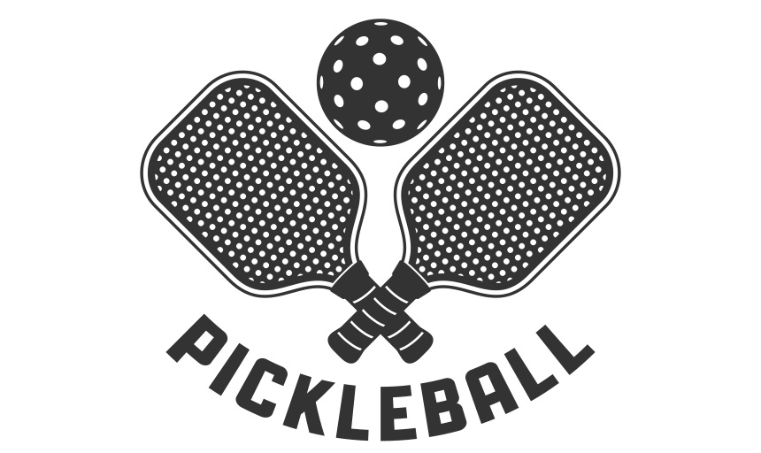 Pickleball logo with images of two paddles and a ball