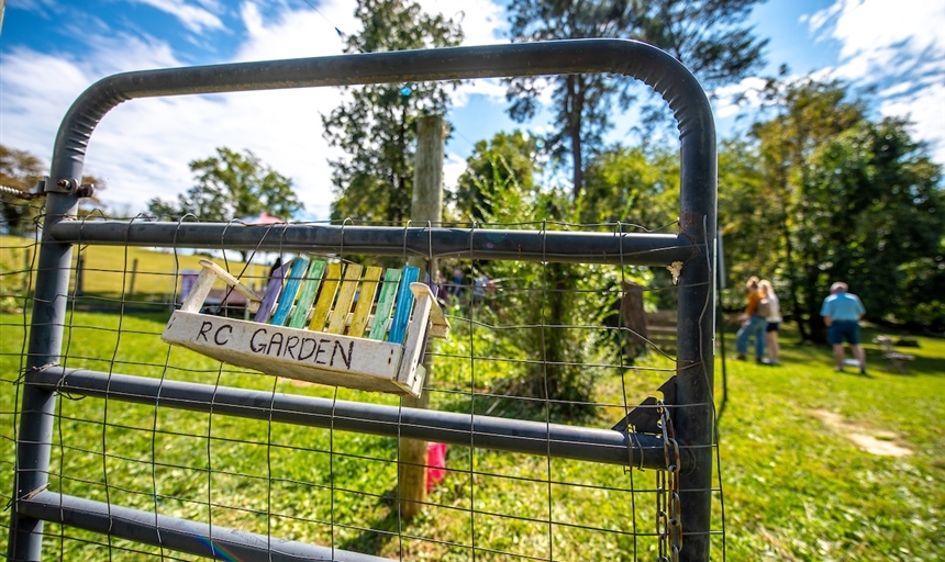 Entrance gate to the RC Garden with Wind Chime