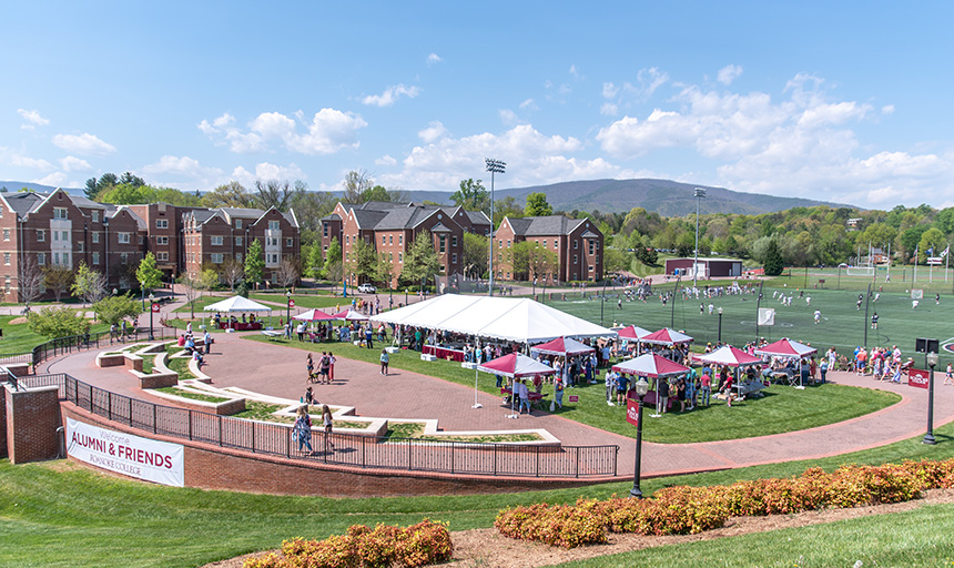 Maroon Athletic Quad during Alumni weekend with tents set up